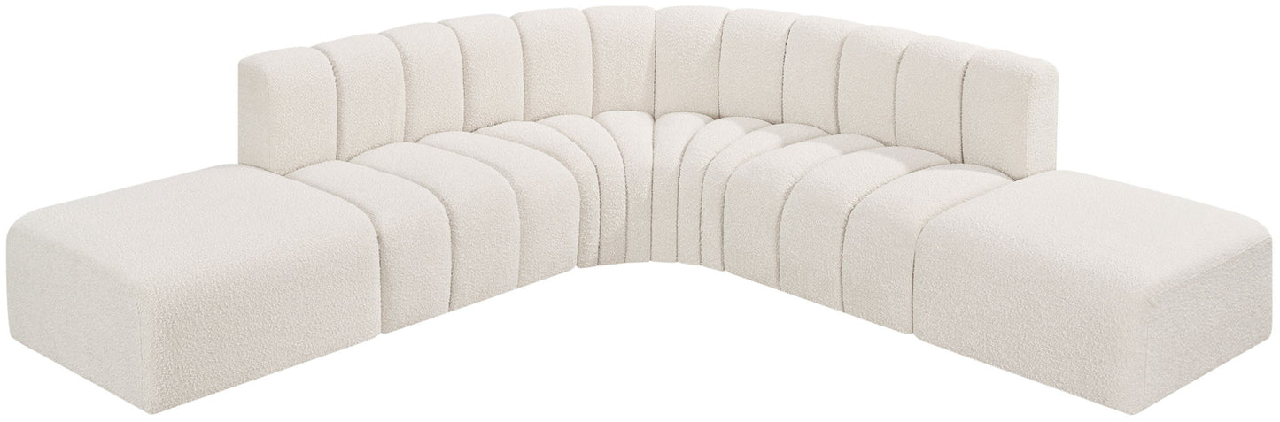 Arc - Boucle Fabric 6 Piece Corner Modular Sofa