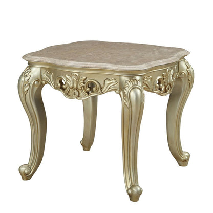 Gorsedd - End Table With Marble Top - Marble Top & Golden Ivory
