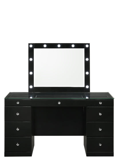 Avery - Vanity Desk With Glass Top And LED Mirroк