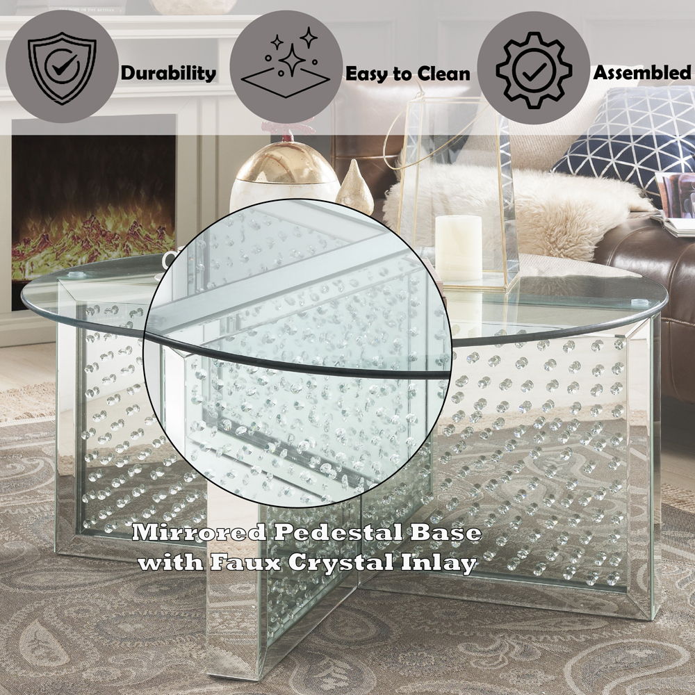 Nysa - Coffee Table - Mirrored & Faux Crystals