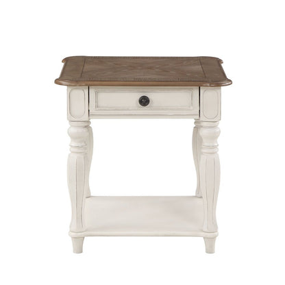 Florian - End Table - Oak & Antique White