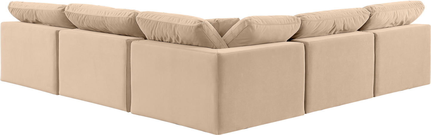 Comfy - 5 Piece Velvet Modular Corner Armless Sectional