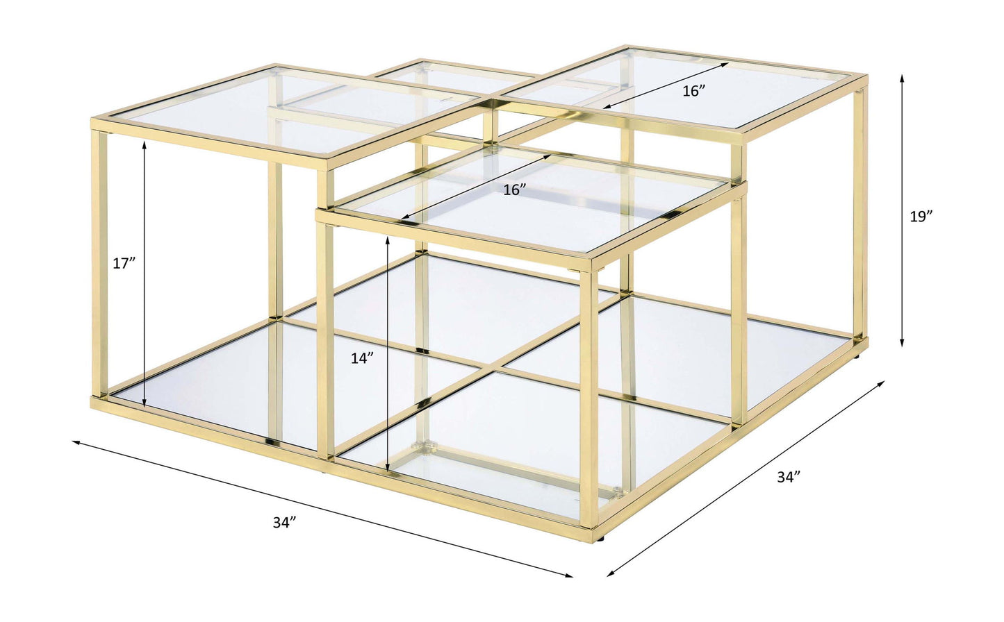 Uchenna - Coffee Table - Clear Glass & Gold