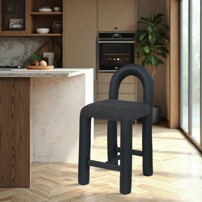 Amari - Vegan Leather and Boucle Fabric Stool