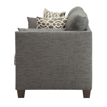 Laurissa - Loveseat With 4 Pillows - Light Charcoal Linen