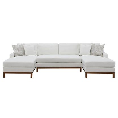 Valiant - Sectional Sofa With 4 Pillows - Ivory Chenille