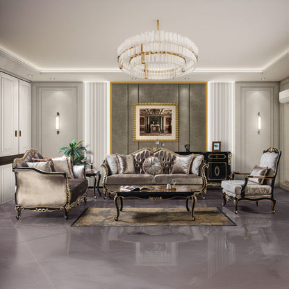 Betria - End Table - Engineered Stone Top, Gold & Black