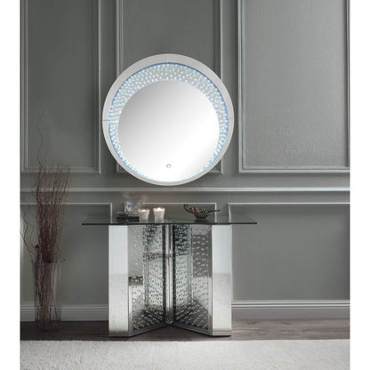 Nysa - 45" X 32" Console Table - Mirrored & Faux Crystals